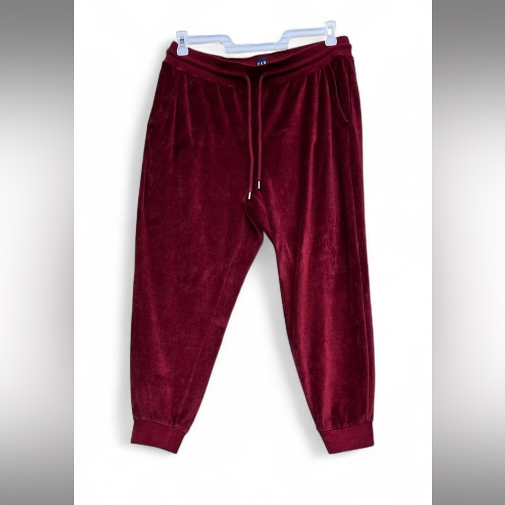 Wine Burgundy Ruby Red Gap Velour Velvet Joggers Tracksuit Sweatpants